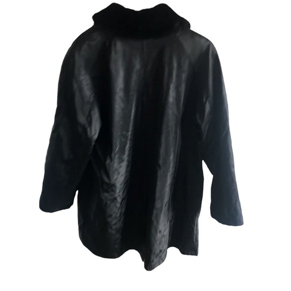 British Mist Coat Solid Black Lined Winter Small Waterproof Lining Faux Fur Neck - Picture 3 of 10